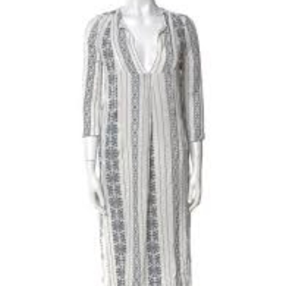 Zimmerman Gray White Cotton Embroidered Dress 0